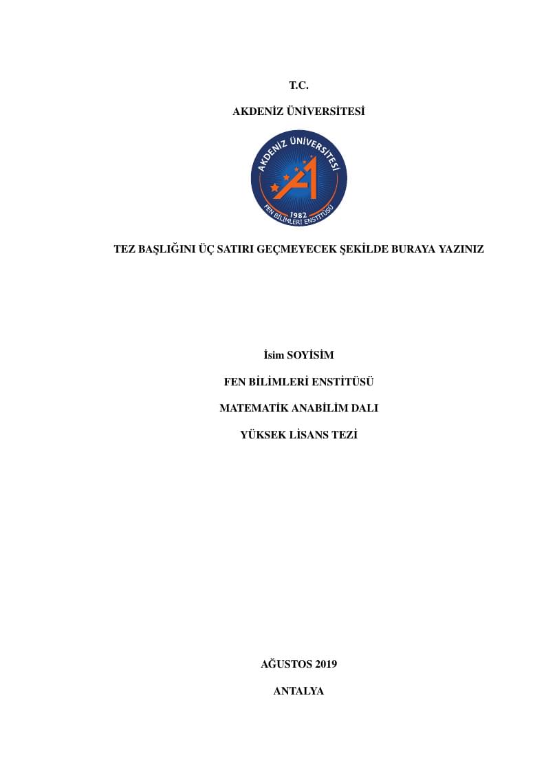 Akdeniz University Thesis Template
