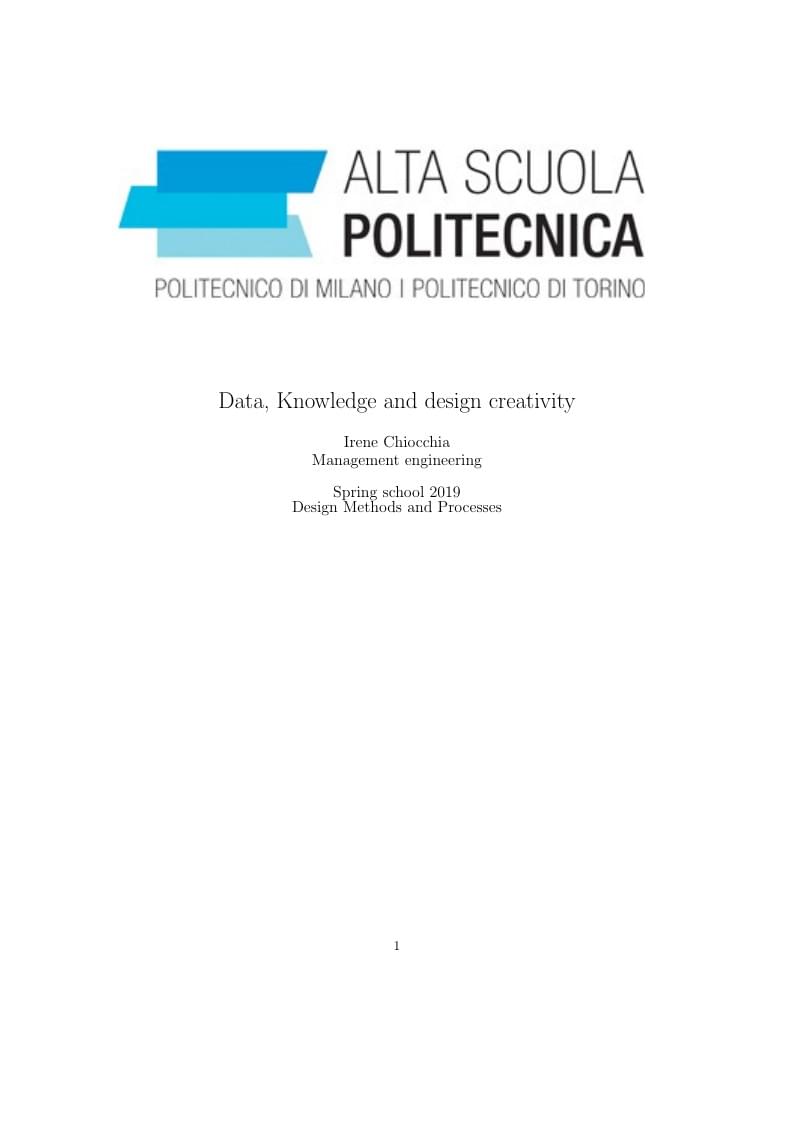 Data, Knowledge and design creativity