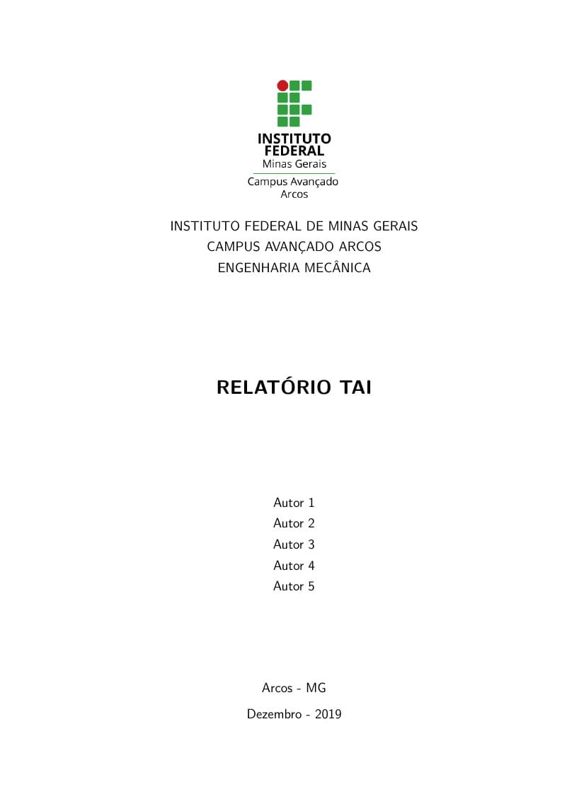 Modelo de Relatório TAI - IFMG Arcos