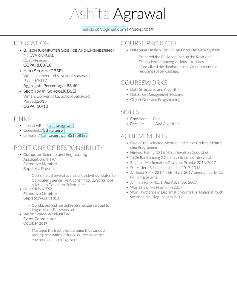 Ashita Agrawal's Résumé