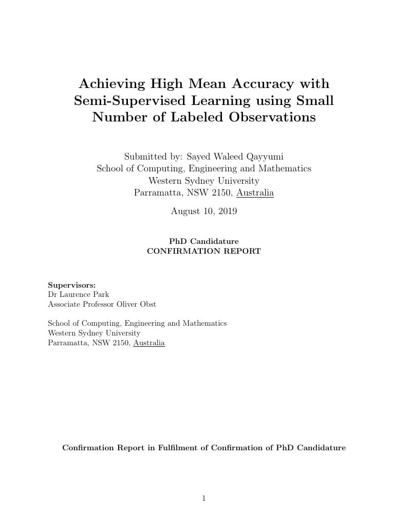 PhD Candidature Confirmation Report