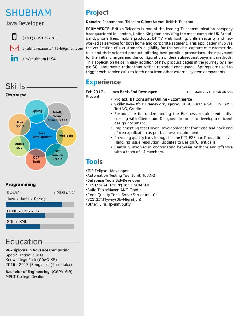 Shubham Saxena's CV