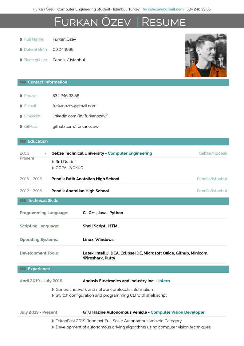 Furkan Ozev's CV