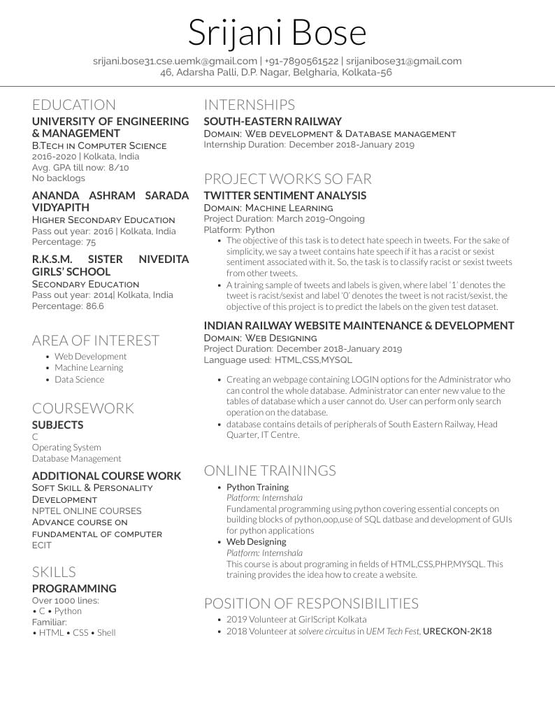 Srijani Bose's CV