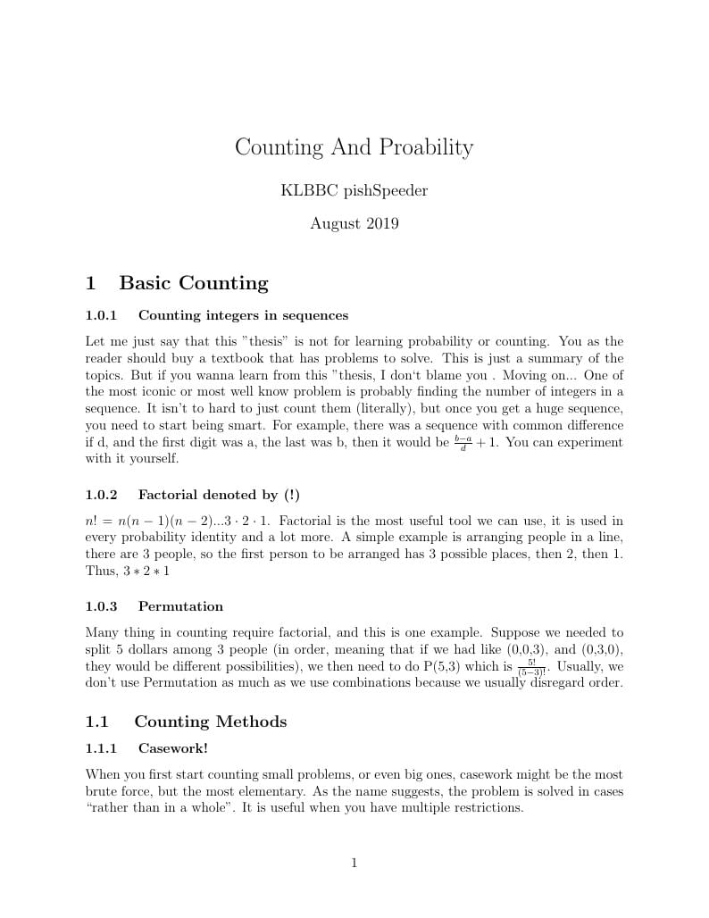 Counting And Proability
