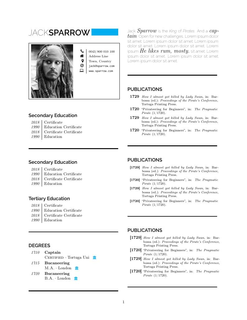 Two Row Academic CV