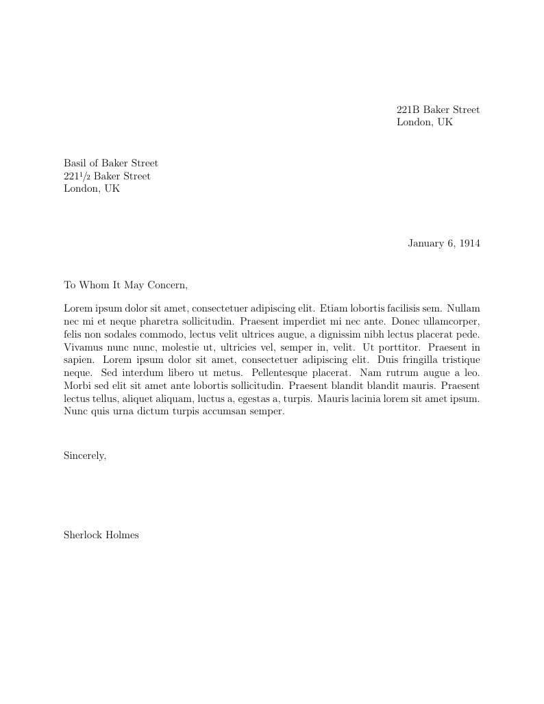 Example letter using the newlfm LaTeX package