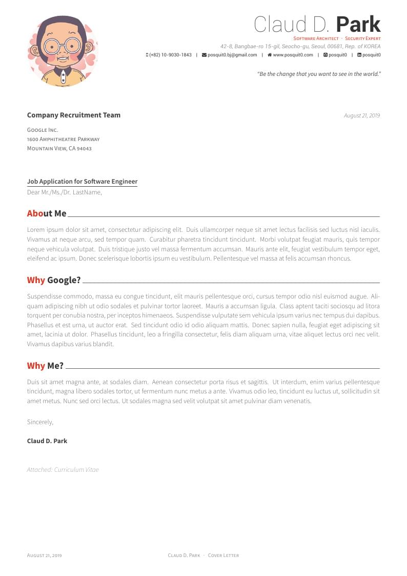 Awesome CV Cover Letter