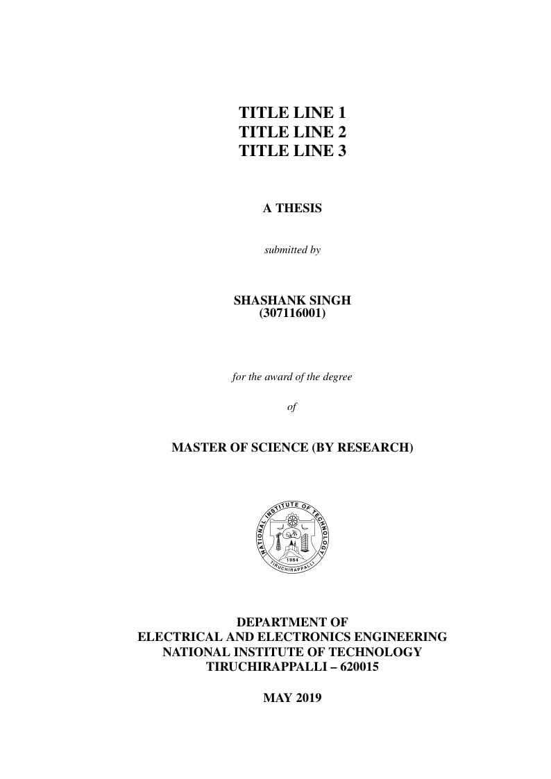 NIT Trichy Thesis LaTeX Template