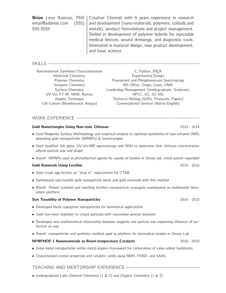 Brian Kamras's Resume Template