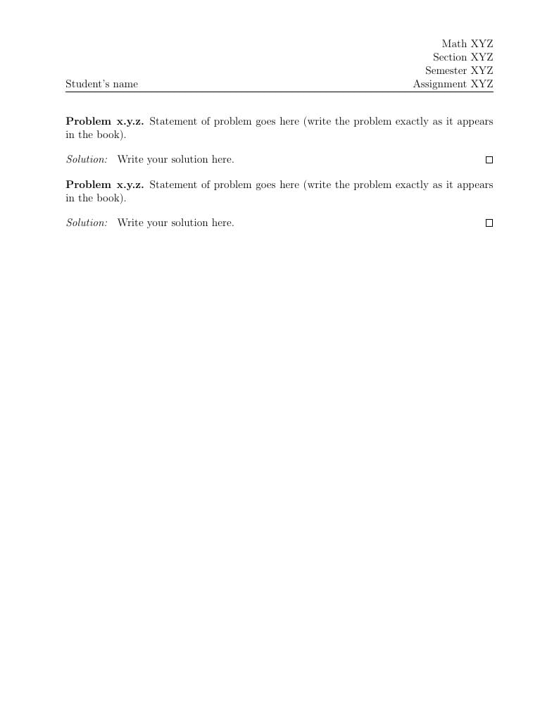 Homework template for my upper division math courses