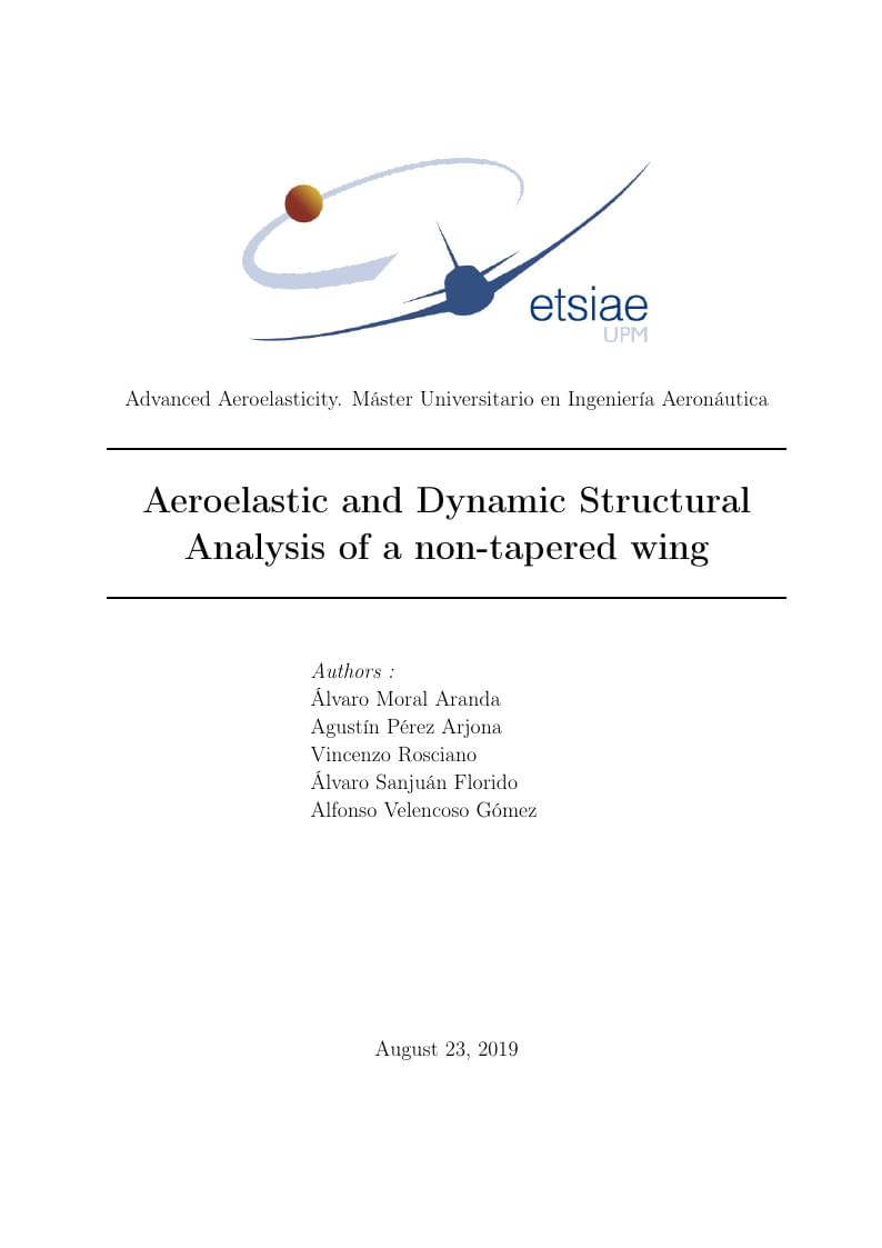 Aeroelastic and Dynamic Structural Analysis of a non-tapered wing