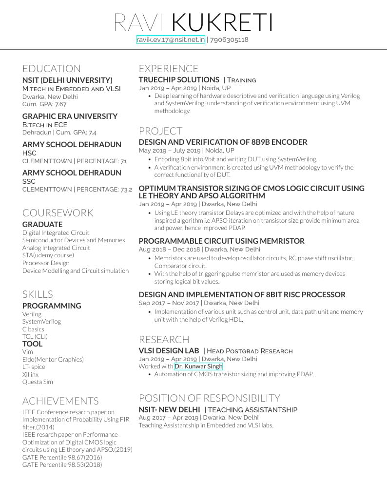 Ravi Kukreti's Résumé