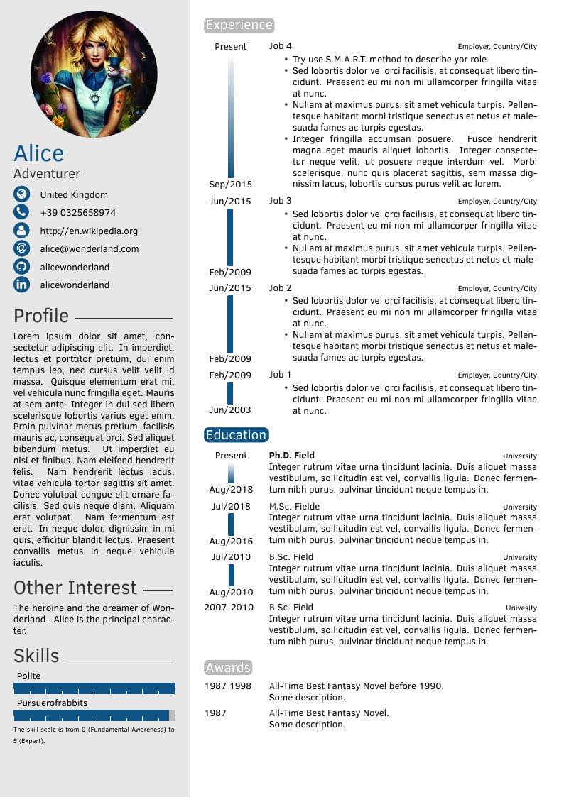 Curriculum Vitae Timeline Example