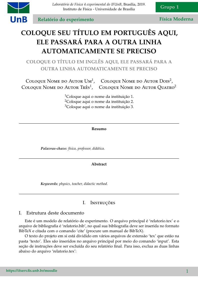Modelo de relatório de experimento em formato de artigo científico