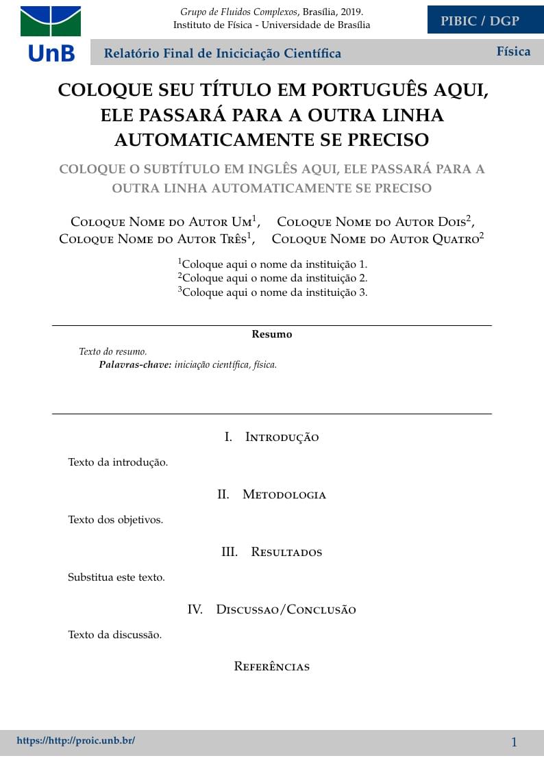 Modelo de Relatório Final de Iniciação Científica da UnB