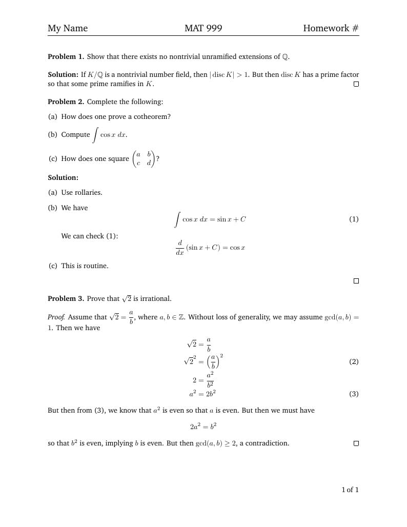 Homework Template