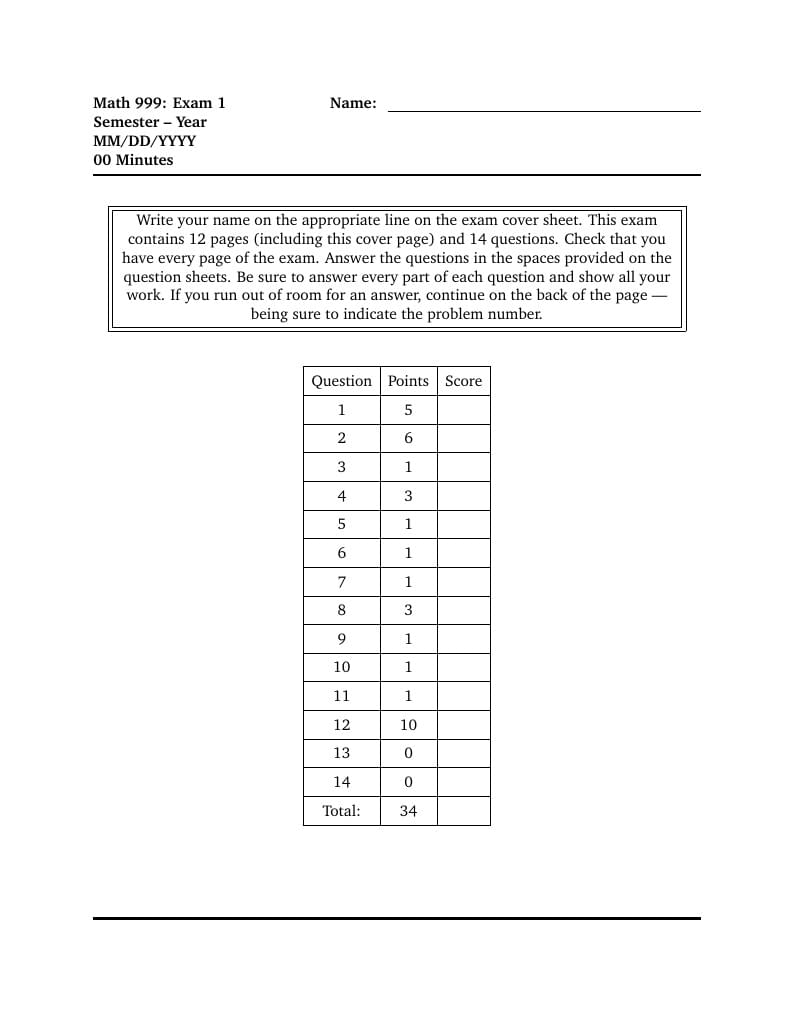 Exam Template (Multi-Use)