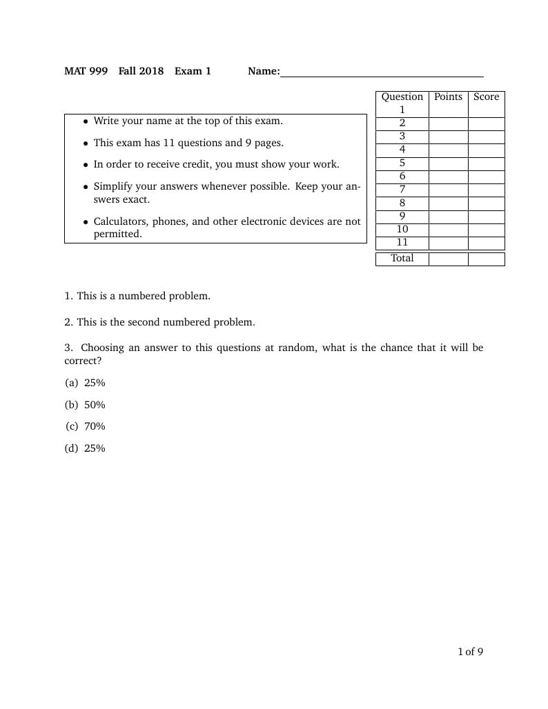Exam Template (Multi-Use)
