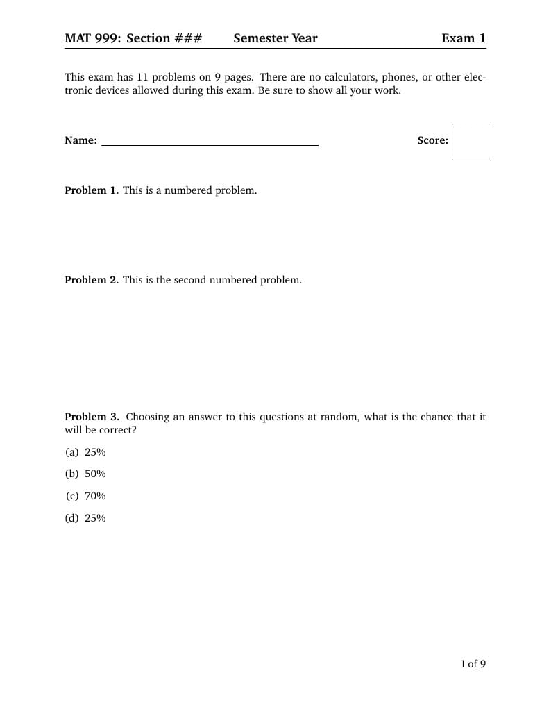 Exam Template