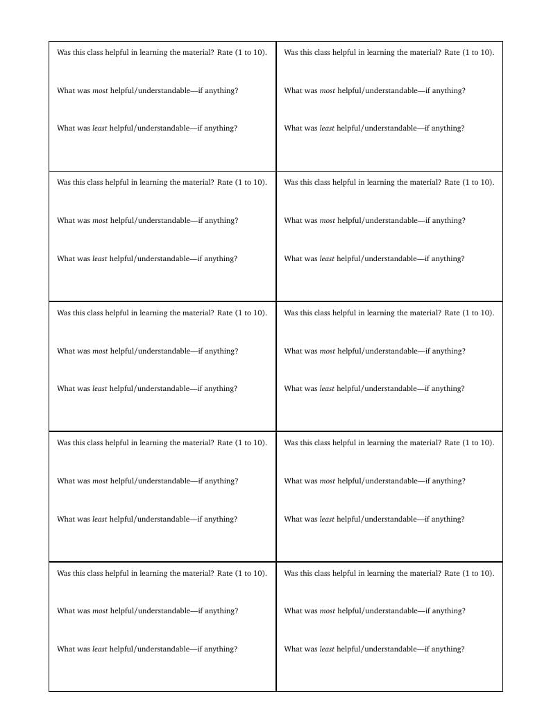 Feedback Cards