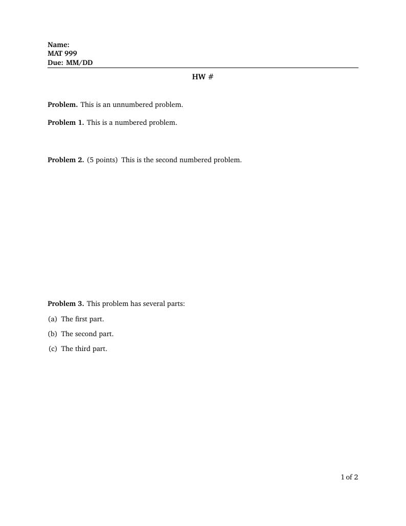 Homework Template