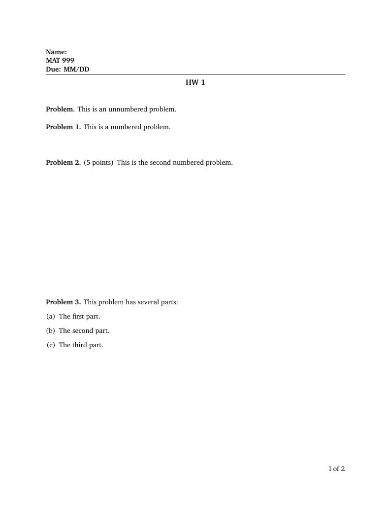 Homework Template (Multi-Use)