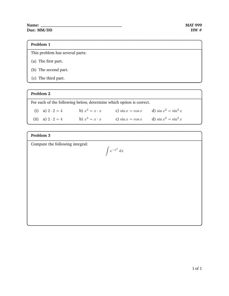 Homework Template