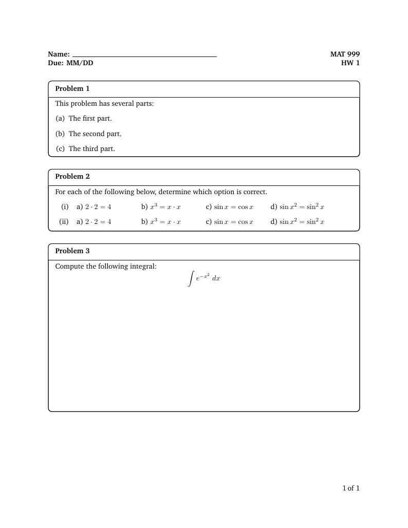 Homework Template (Multi-Use)