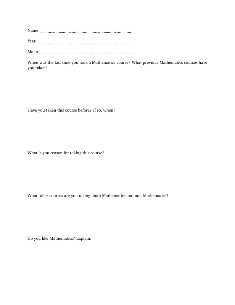 Introduction Sheet Template