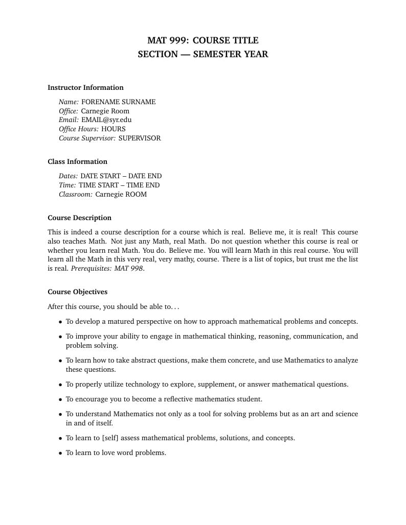 Syllabus Template