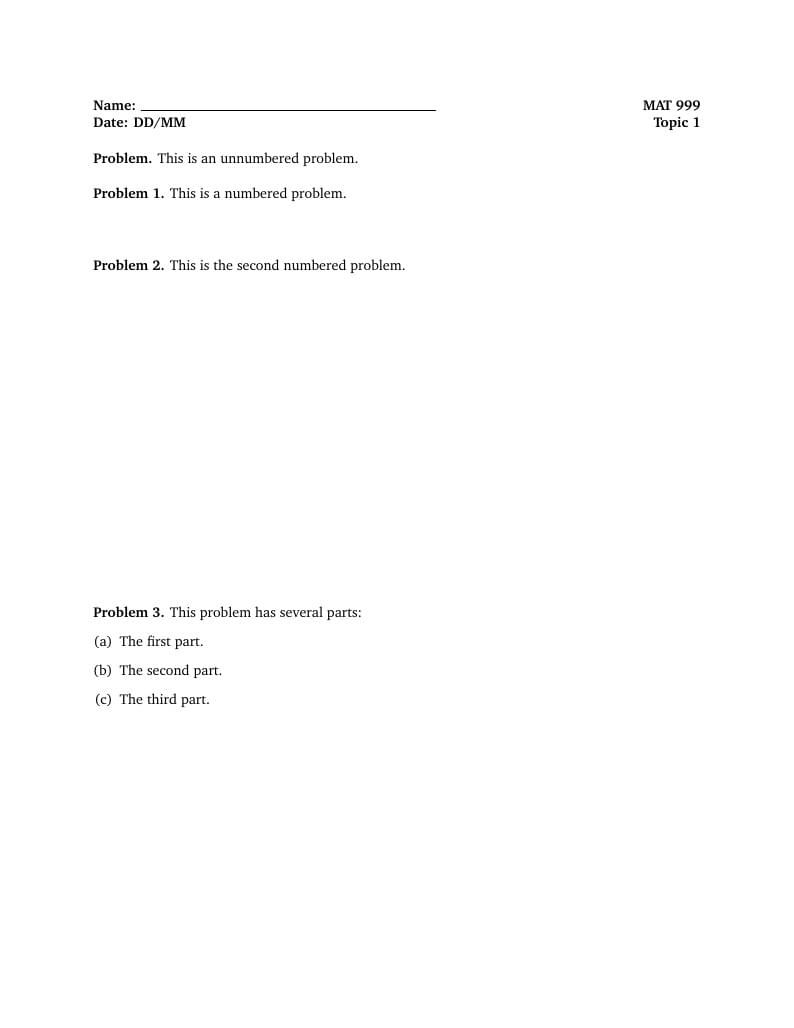 Worksheet Template (Multi-Use)