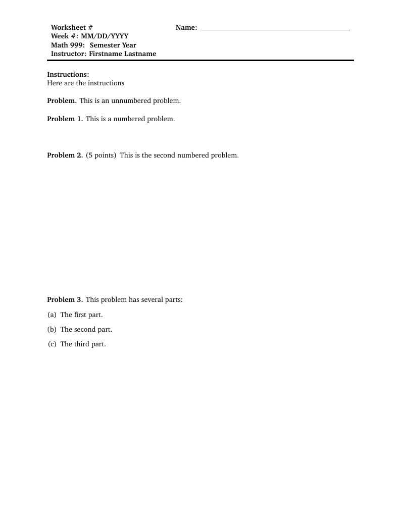 Worksheet Template