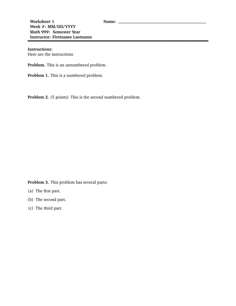 Worksheet Template (Multi-Use)