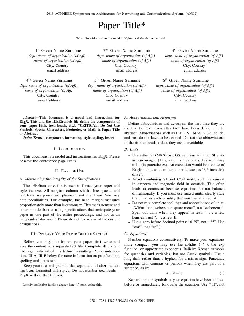 IEEE Conference Template for ANCS 2019