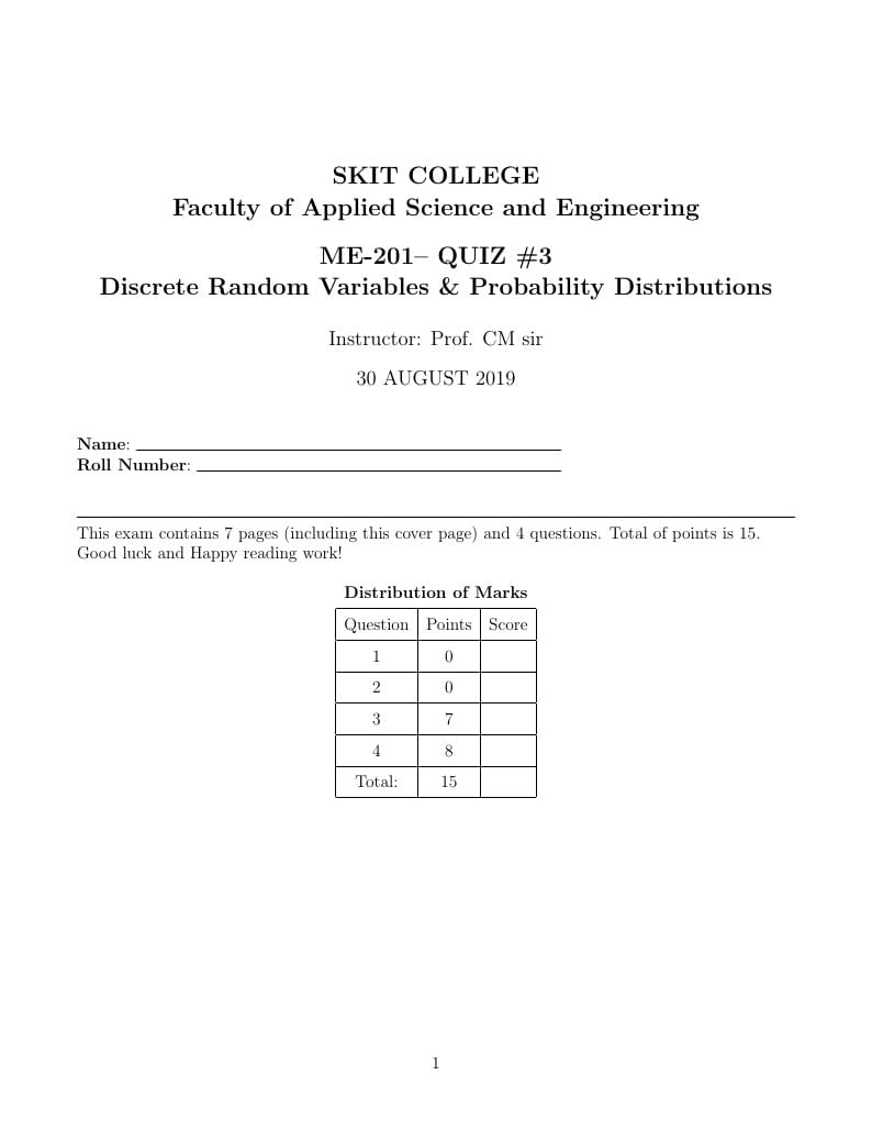 Quiz-exam template
