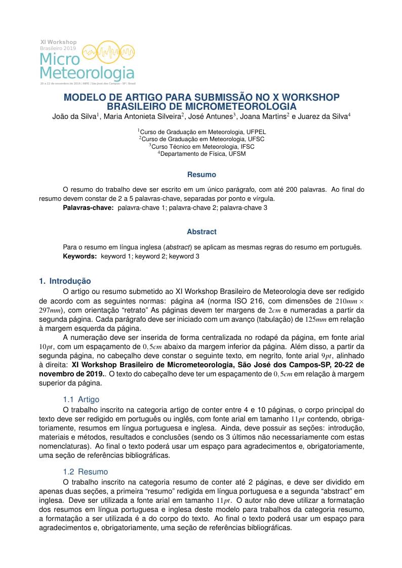 XI Workshop Brasileiro de Micrometeorologia