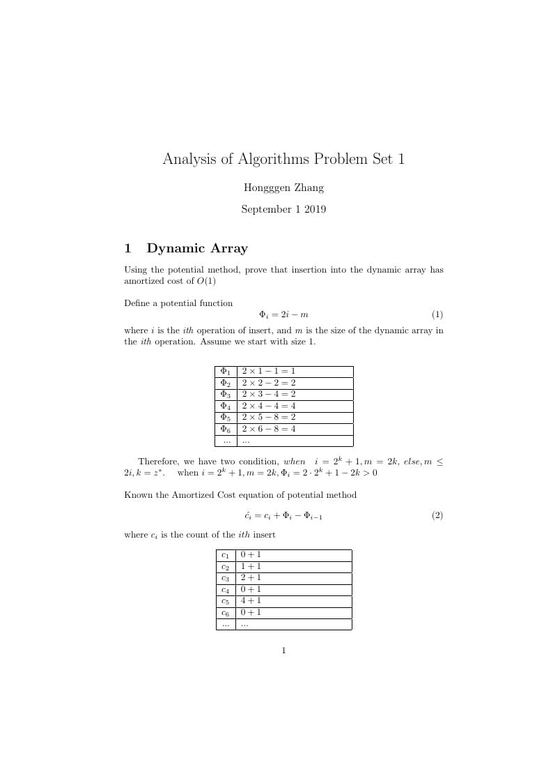 Analysis of Algorithms Problem Set 1