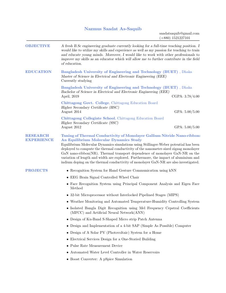 Nazmus Saadat As-Saquib's CV