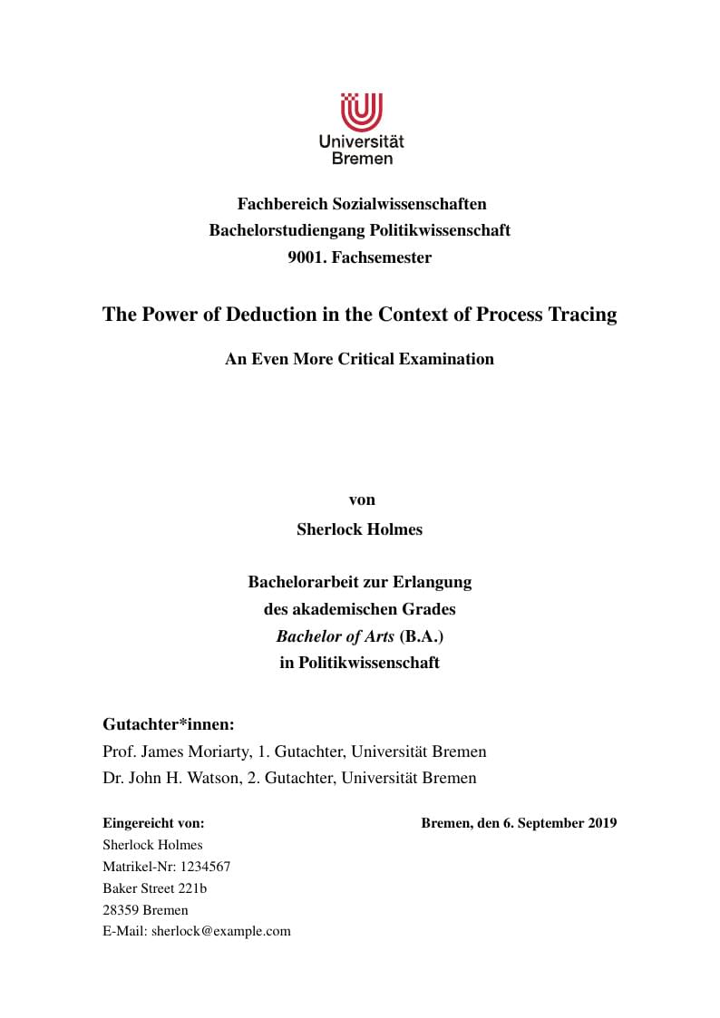 Thesis Template for Political Science at the University of Bremen