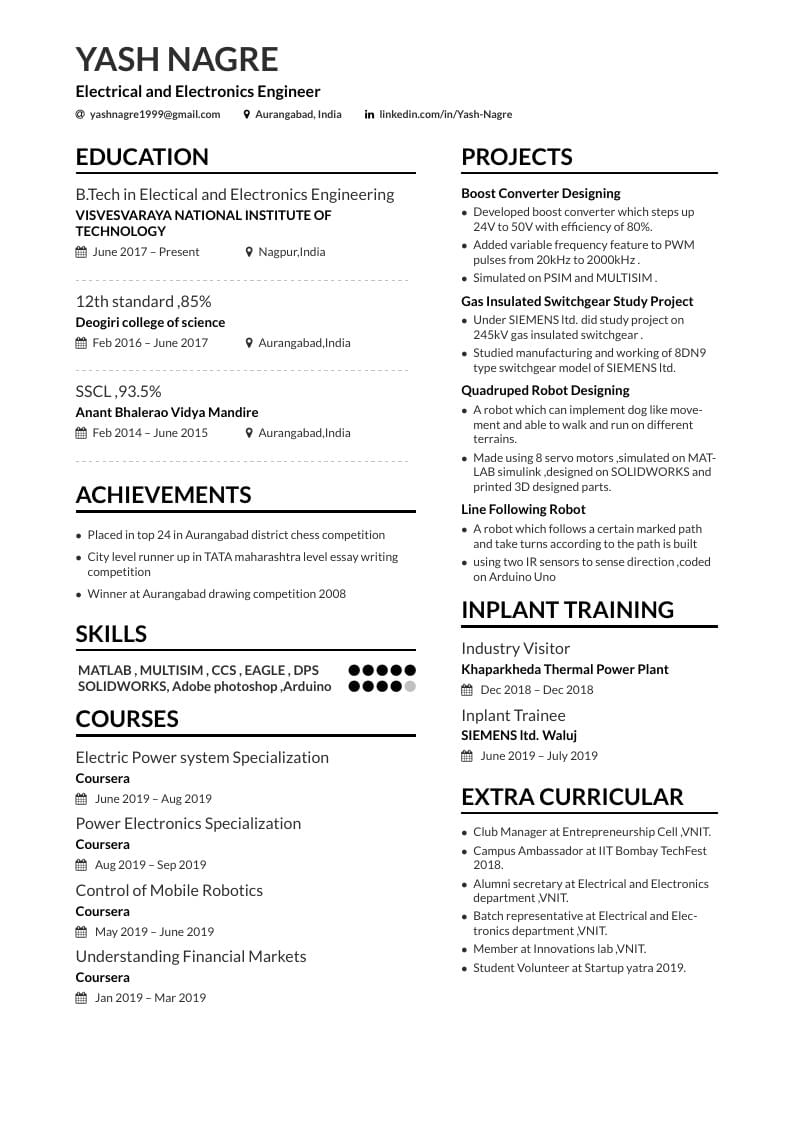 Yash Nagre's Résumé