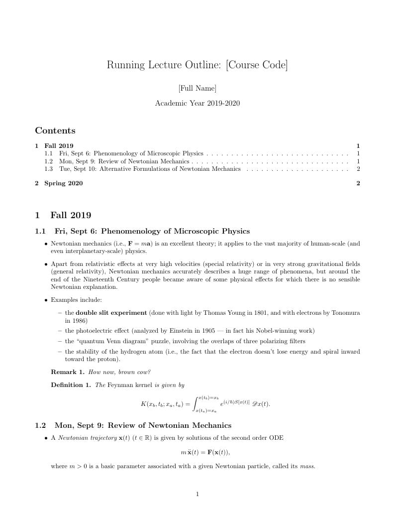Lecture Outline Template