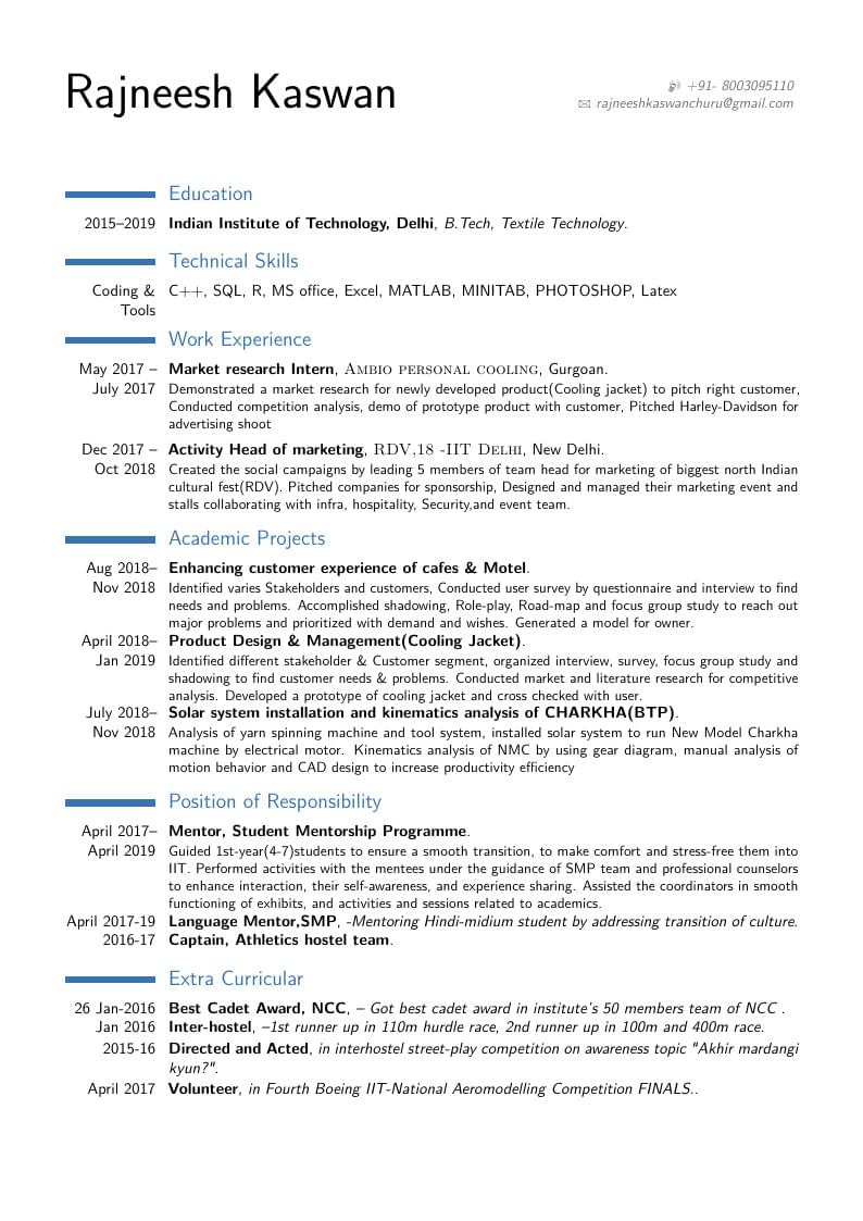 Rajneesh Kaswan's CV (marketing)