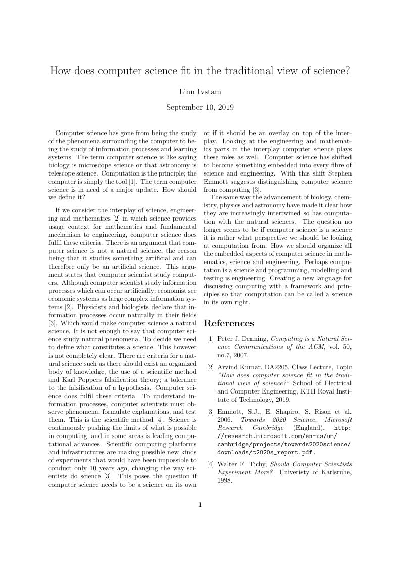 How does computer science fit in the traditional view of science?