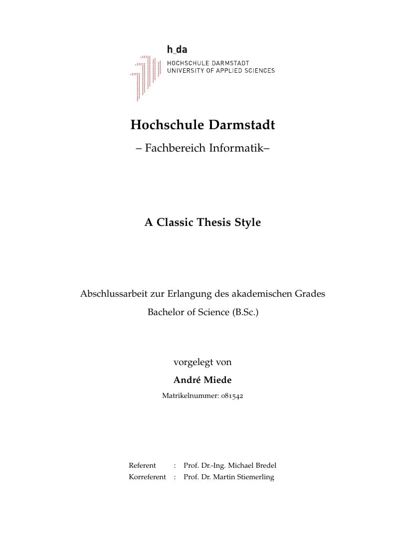 Hochschule Darmstadt Thesis Template