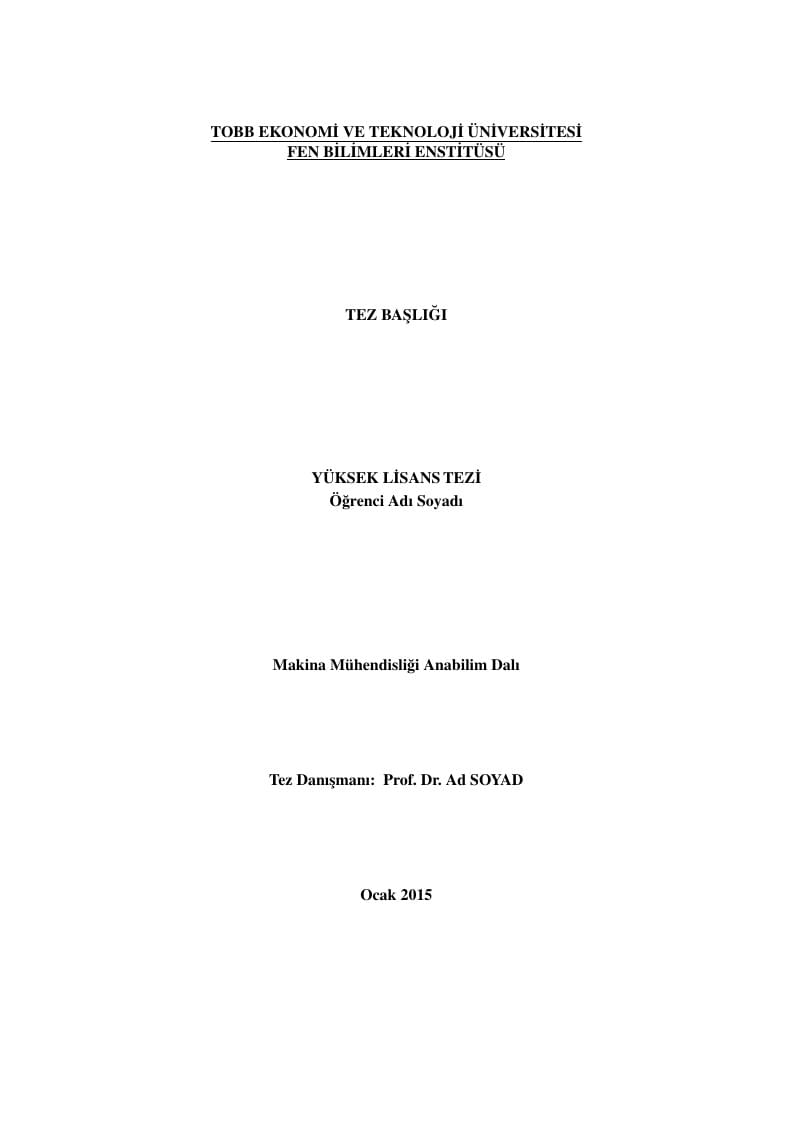 Tobb Etü Lisansüstü Tez Şablonu FBE Türkçe