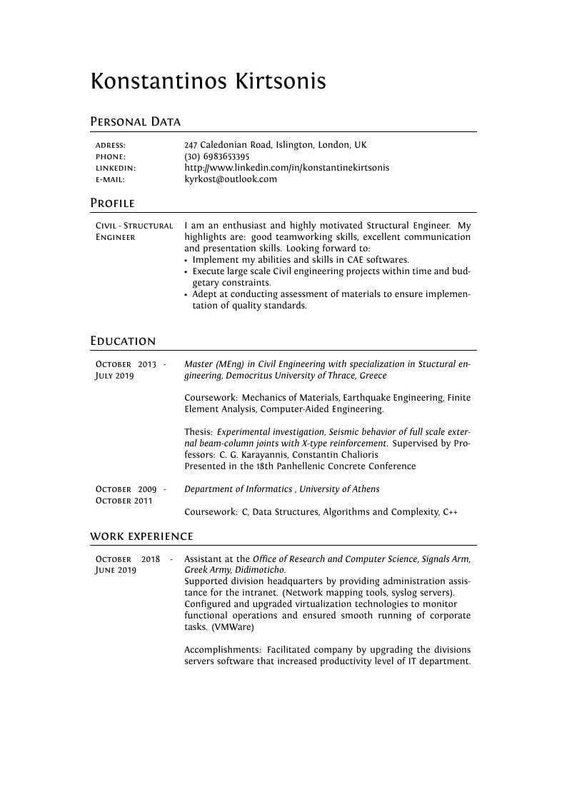 Konstantinos Kirtsonis's CV