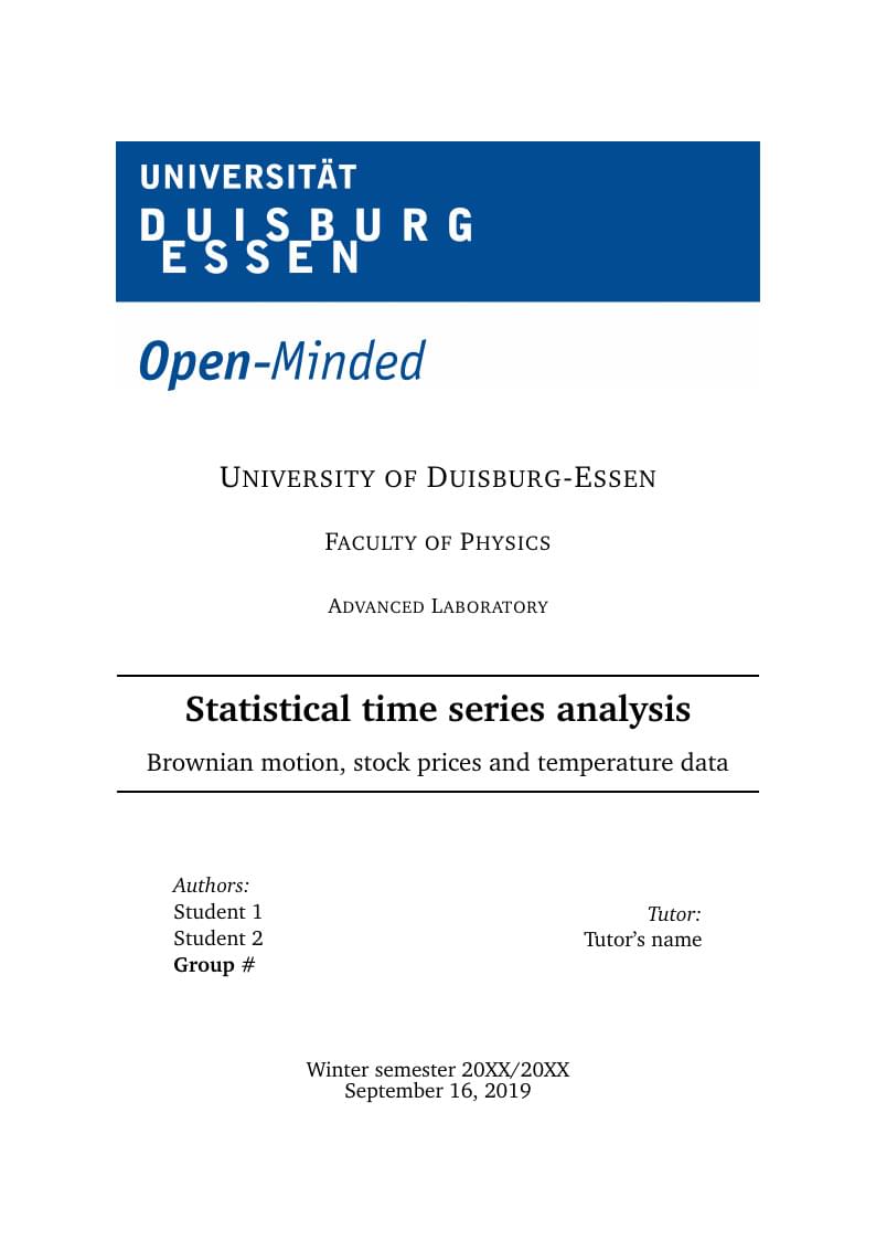 Laboratory report template University of Duisburg-Essen