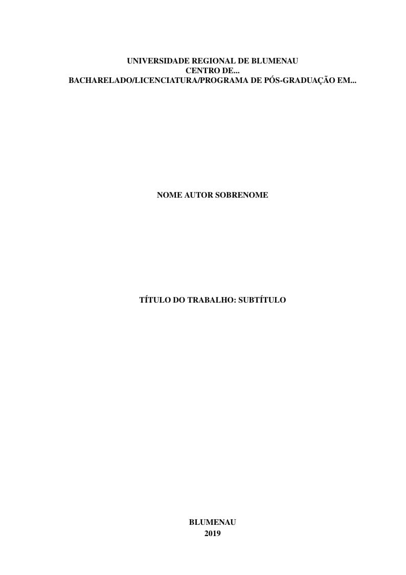 Modelo para formatação de MDT - FURB