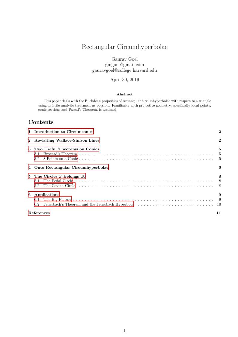 Rectangular Circumhyperbolae